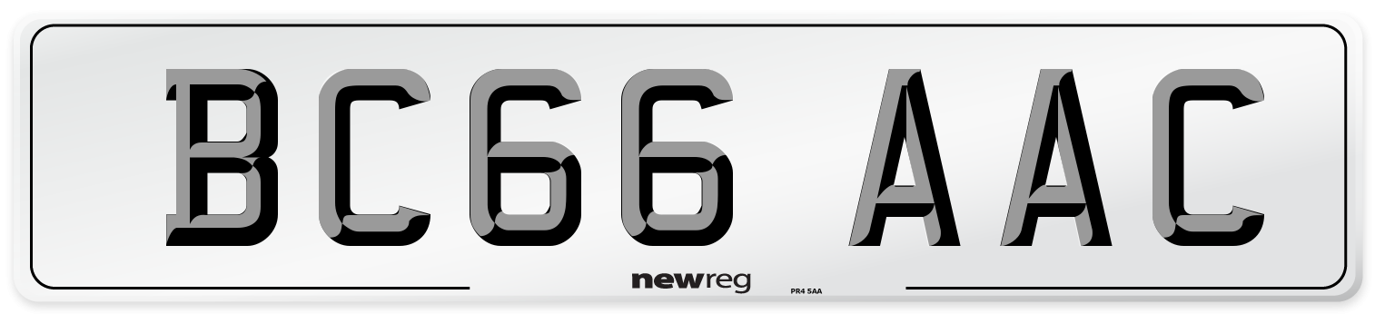 BC66 AAC Number Plate from New Reg